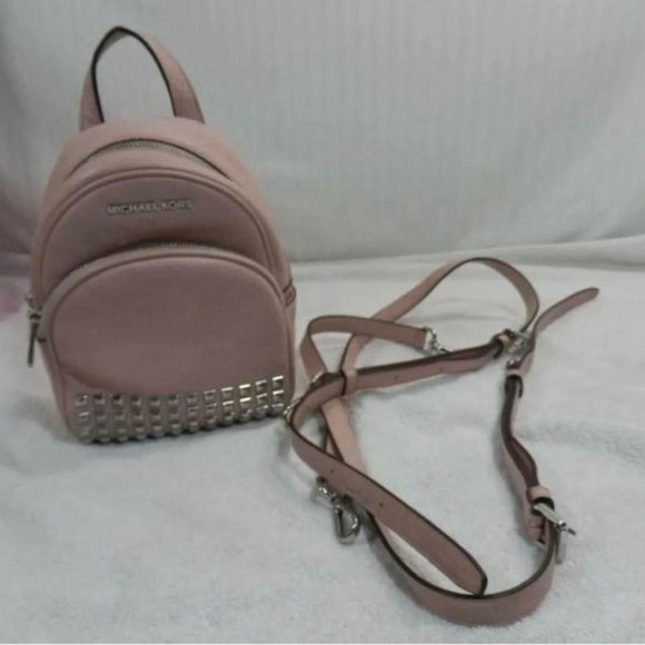 Michael Kors Abbey Studded Pink Pebble Leather Mini Backpack main image 13